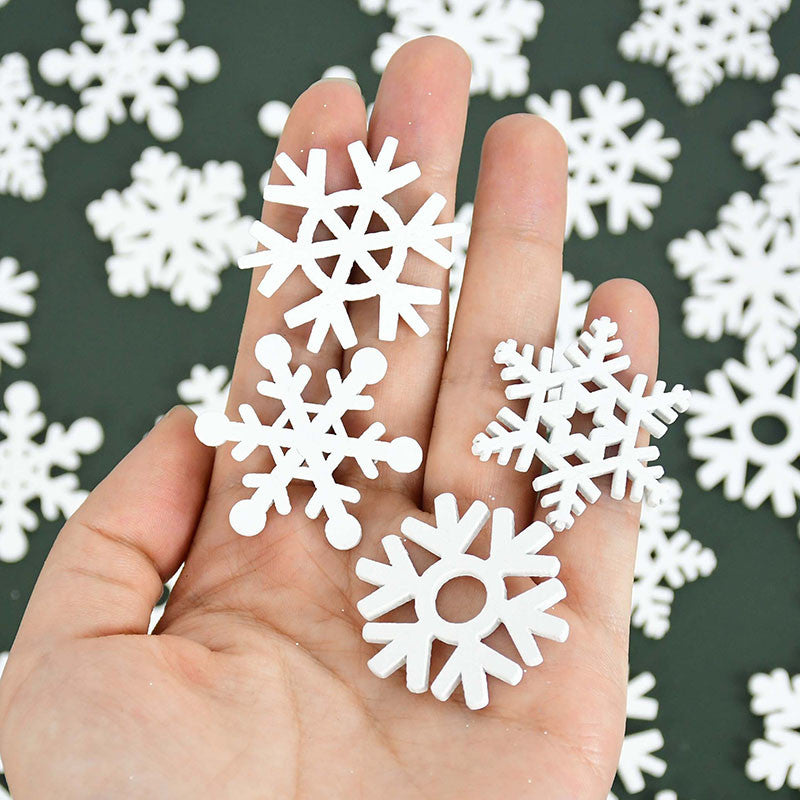 25MM Christmas Snowflake Wooden Discs for DIY Decor (50 pcs)