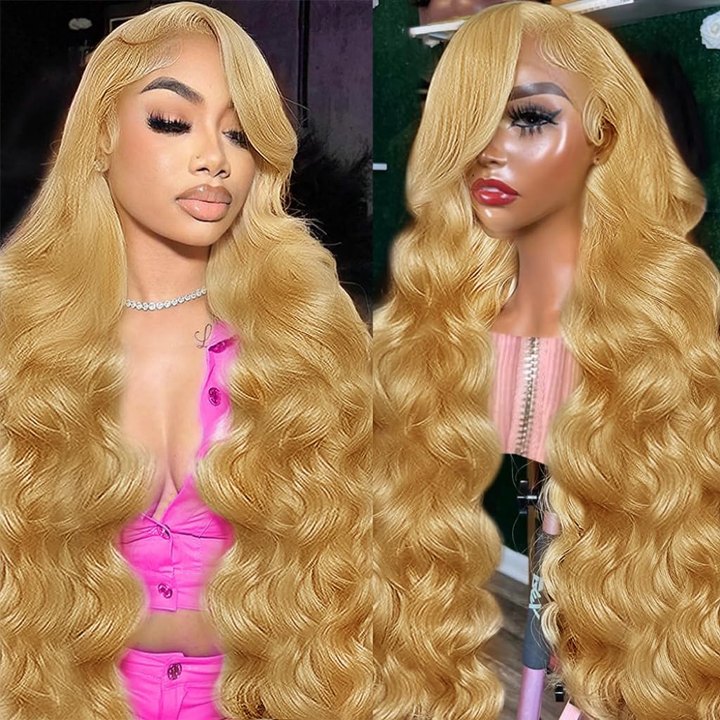 26 Inch Honey Blonde HD Lace Front Wig Human Hair Pre Plucked Blonde Lace Front Wigs Human Hair With Baby Hair 200% Density Honey Blonde Wig Human Hair 13x4 Body Wave Lace Frontal Wigs