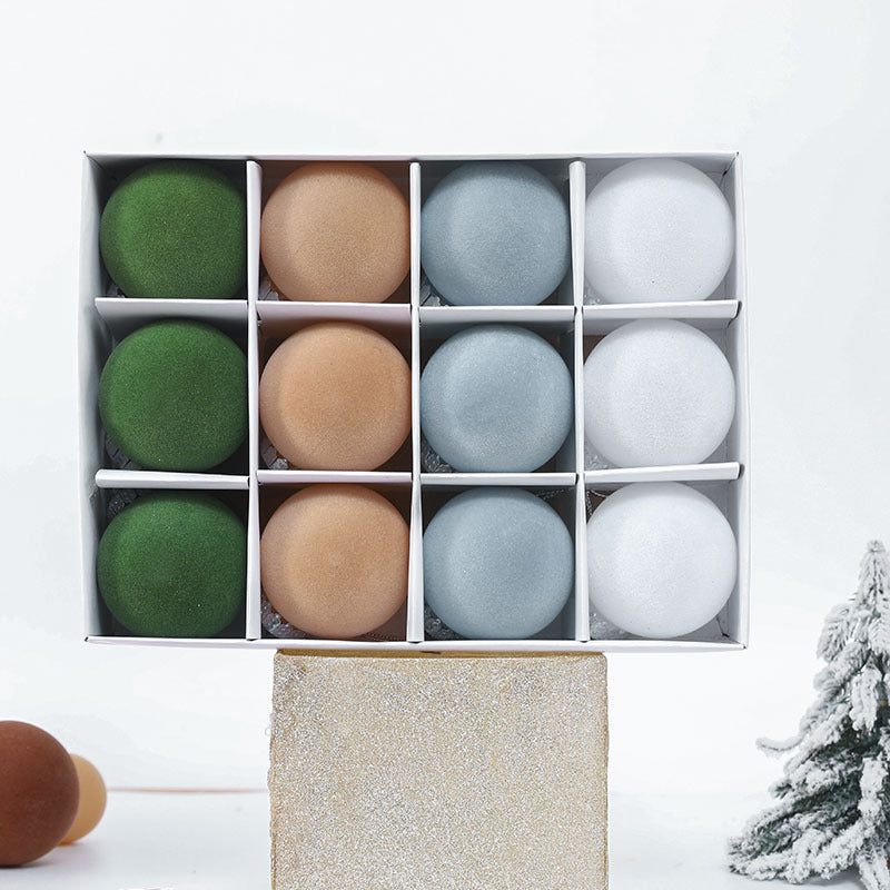 12PCS 6CM Velvet Ball Christmas Tree Ornaments
