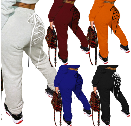 Solid Color Casual Eyelet Sweater and Sweatpants