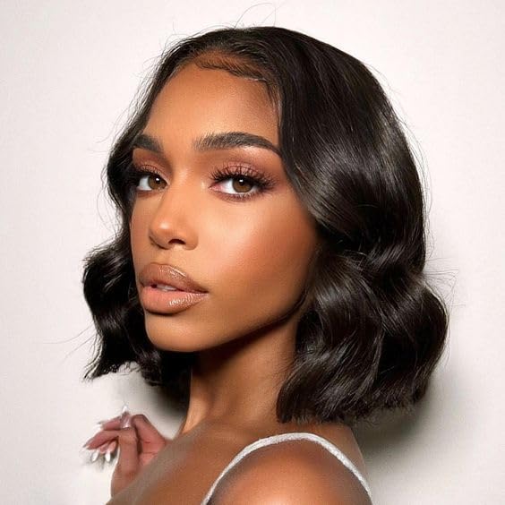 10 Inch Bob Wig Human Hair 13x4 Body Wave Lace Front Wigs Human Hair 180% Density Natural Black Lace Front Wigs Human Hair Pre Plucked Human Hair Wigs for Black Women Wigs Human Hair with Baby Hair