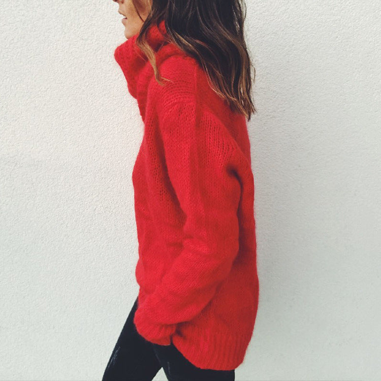 2018 Women's Long Sleeve Turtleneck Knit Sweater