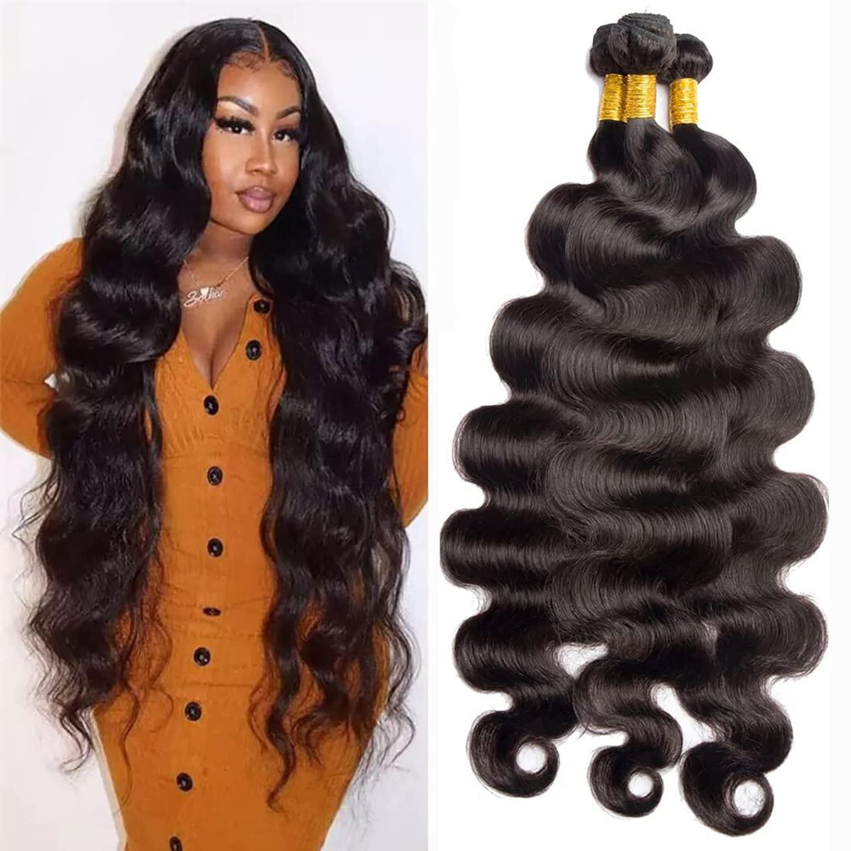 12A Brazilian Body Wave Bundles (18 18 18 Inch) Human Hair Bundles 100% Unprocessed Virgin Human Hair Body Wave 3 Bundles Human Hair Weave Bundles Natural Black Human Hair Extensions for Black Women