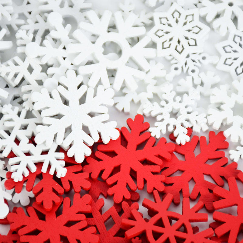 25MM Christmas Snowflake Wooden Discs for DIY Decor (50 pcs)