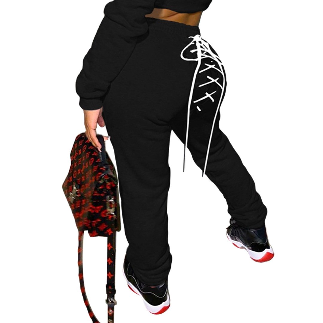 Solid Color Casual Eyelet Sweater and Sweatpants