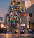 2024 Summer Women's Long Sleeve Beach Cover Up Dress