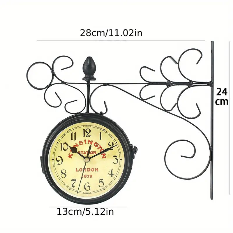 1 Piece Retro Double-Sided Garden Wall Clock