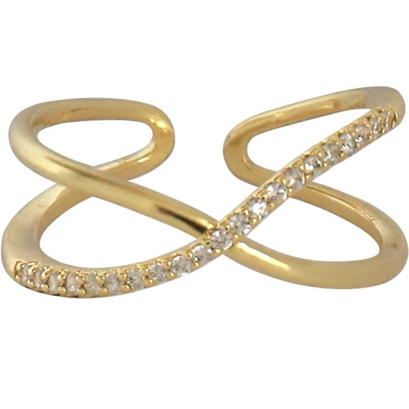 14K Gold Ring with French Diamond Design
