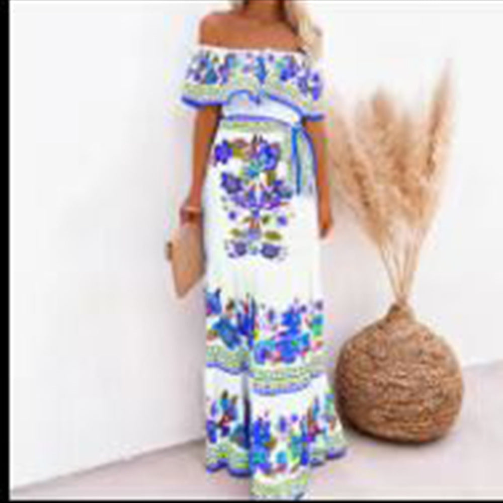 2023 Spring Summer Off-Shoulder Floral Maxi Dress