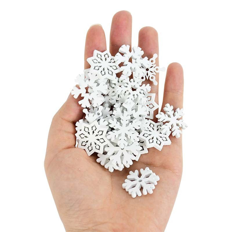25MM Christmas Snowflake Wooden Discs for DIY Decor (50 pcs)