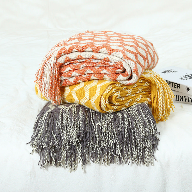 Nordic Style Knitted Sofa Blanket for Office Naps