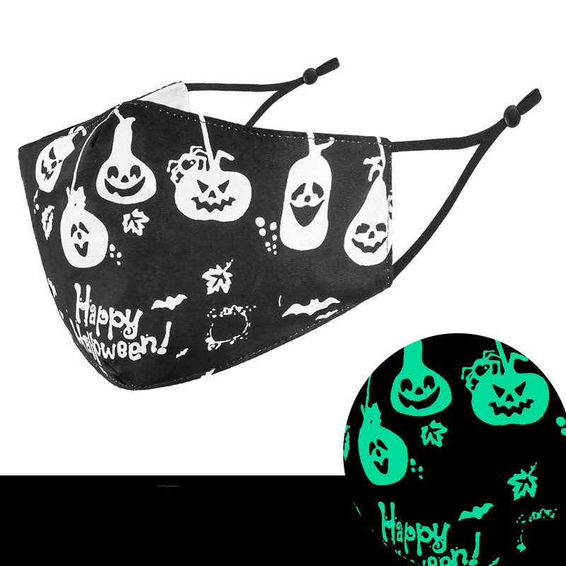 3D Luminous Halloween Party Cloth Mask - Washable