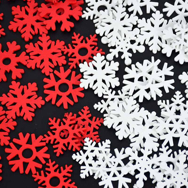 25MM Christmas Snowflake Wooden Discs for DIY Decor (50 pcs)