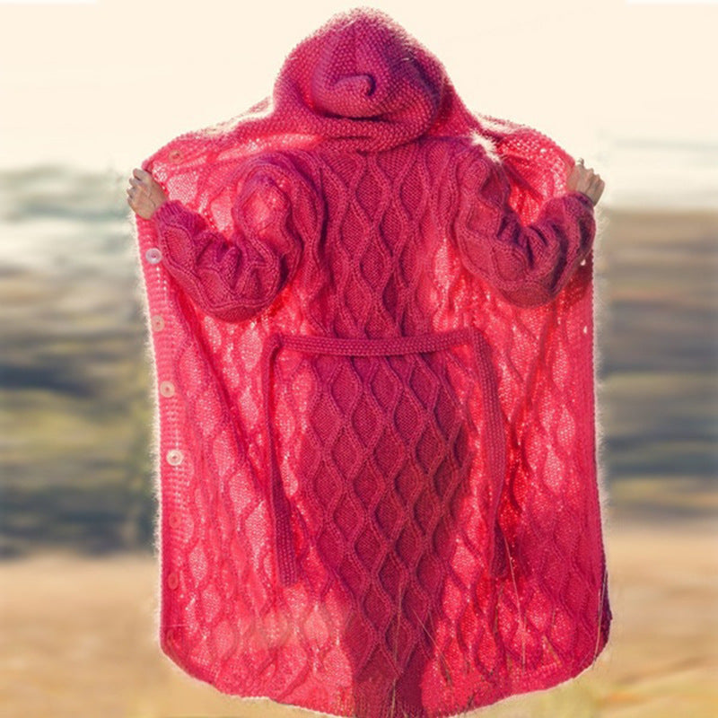 2020 Women's Oversized Knit Cardigan with Hood