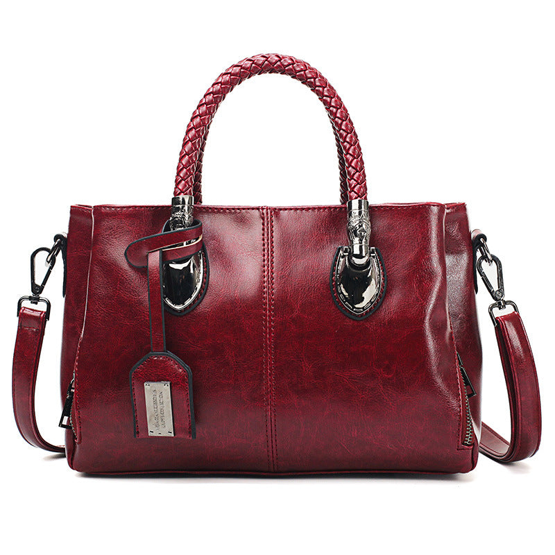 2019 New Wax Leather Women's Boston Tote Bag