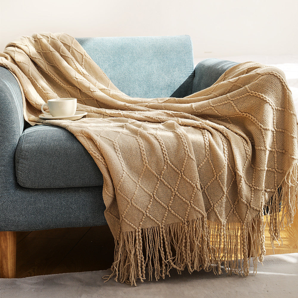 Knitted Sofa Blanket for Winter Office Naps
