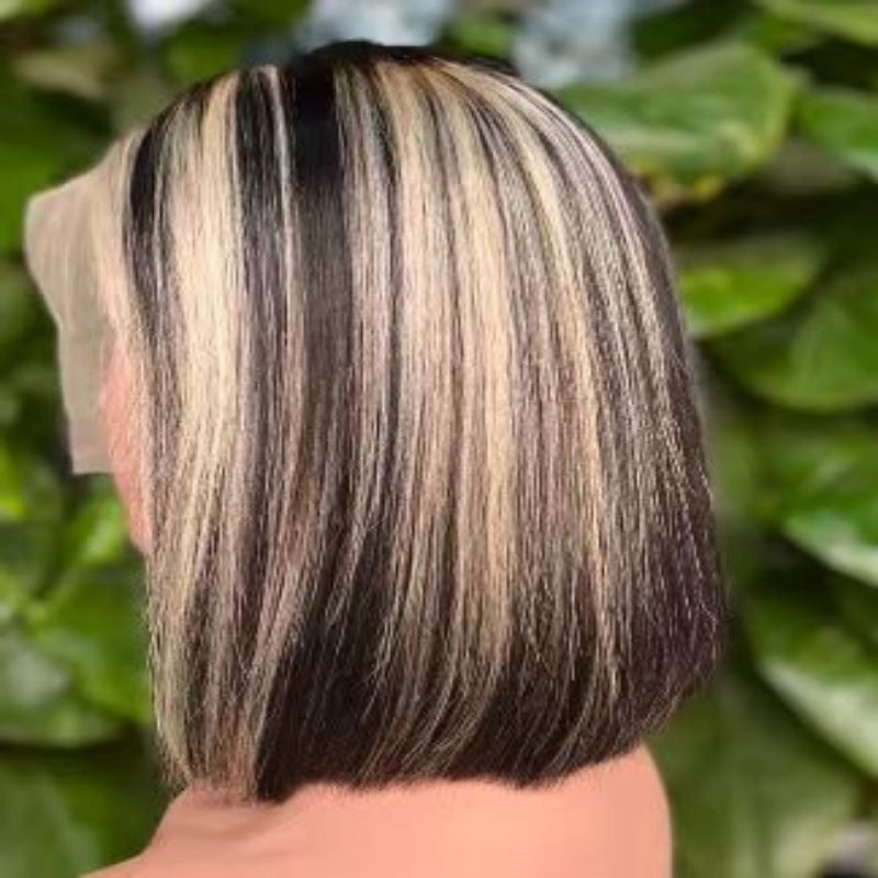 10A Grey Piano Bob Wig 100% Human Hair 13*4 Closure