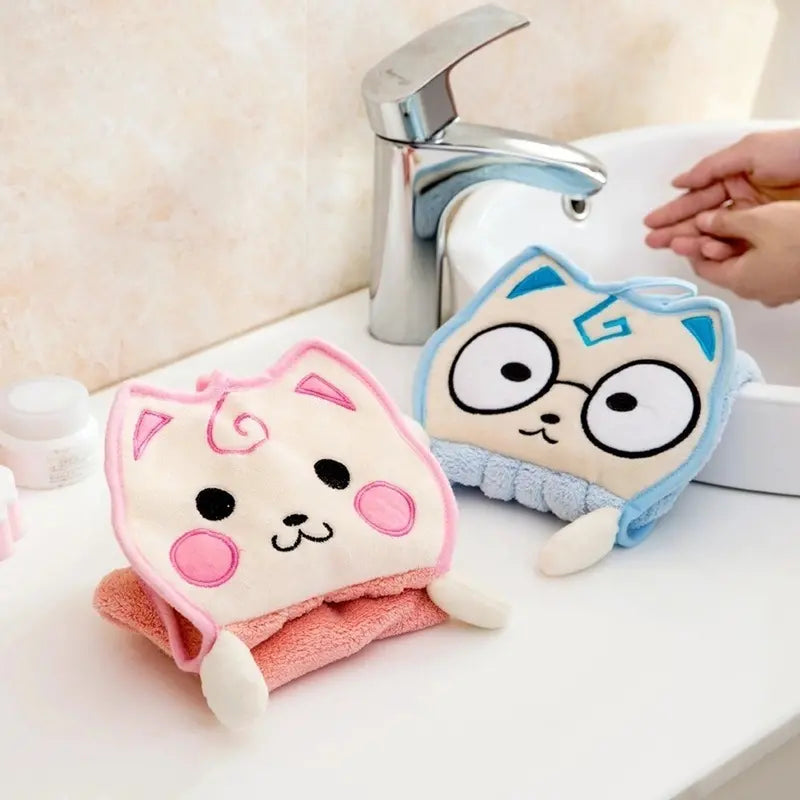 Microfiber Coral Fleece Cat Pattern Towel (1pc)