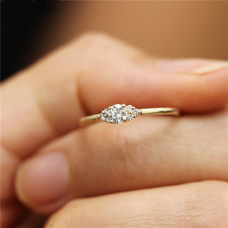 14K Gold-Plated Ring with Diamond Accent Design