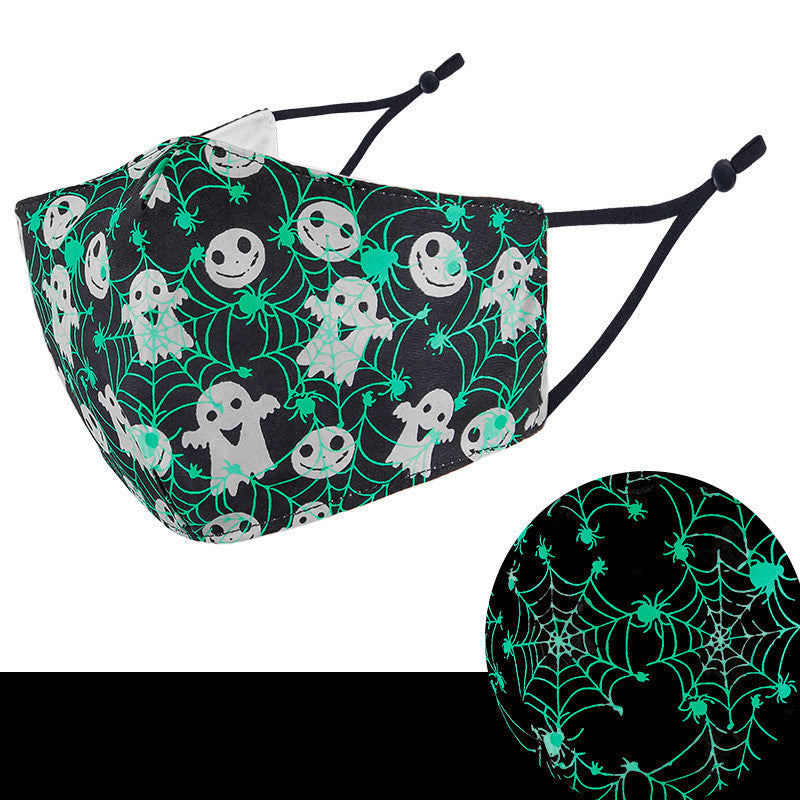 3D Luminous Halloween Party Cloth Mask - Washable