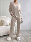 2023 Women's Fall Leisure V-Neck Knit Two-Piece Set