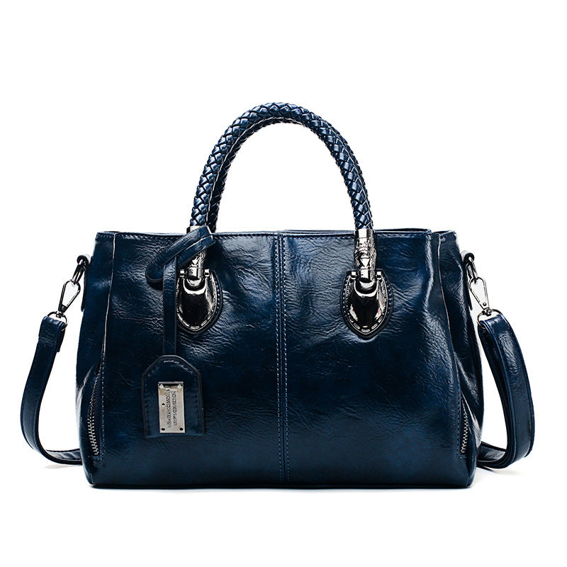 2019 New Wax Leather Women's Boston Tote Bag