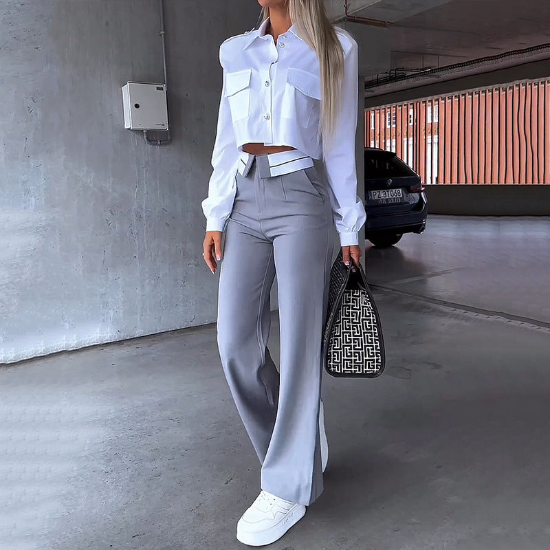2023 Women's Fashion Two-Piece Set with Loose Pants