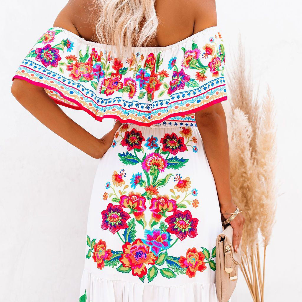 2023 Spring Summer Off-Shoulder Floral Maxi Dress