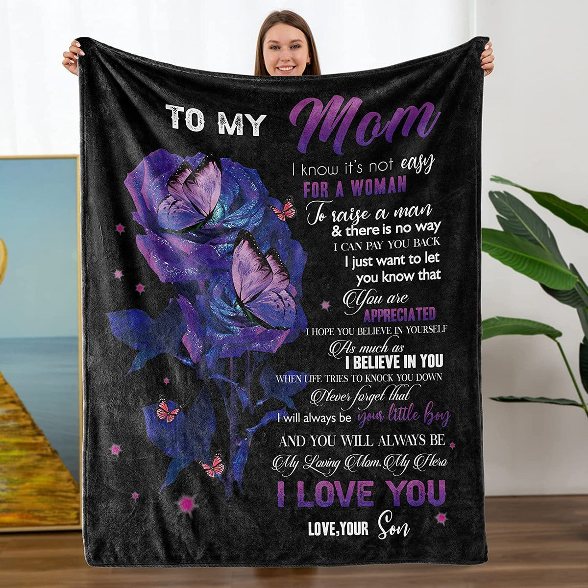 Digital Printed Fleece Blanket for Mother's Day Gift