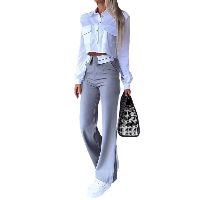 2023 Women's Fashion Two-Piece Set with Loose Pants
