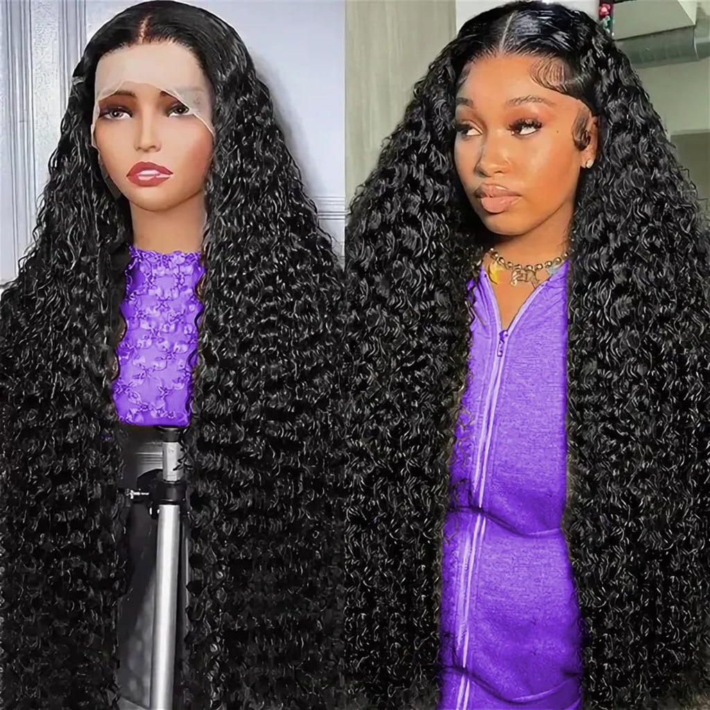 200 density 13x6 deep wave lace front wigs human hair HD Lace Curly Wigs for Black Women Pre Plucked with Baby Hair 13x6 HD Frontal Human Hair Lace Front Wigs for Women (13x6 Deep Wig 34 Inch)