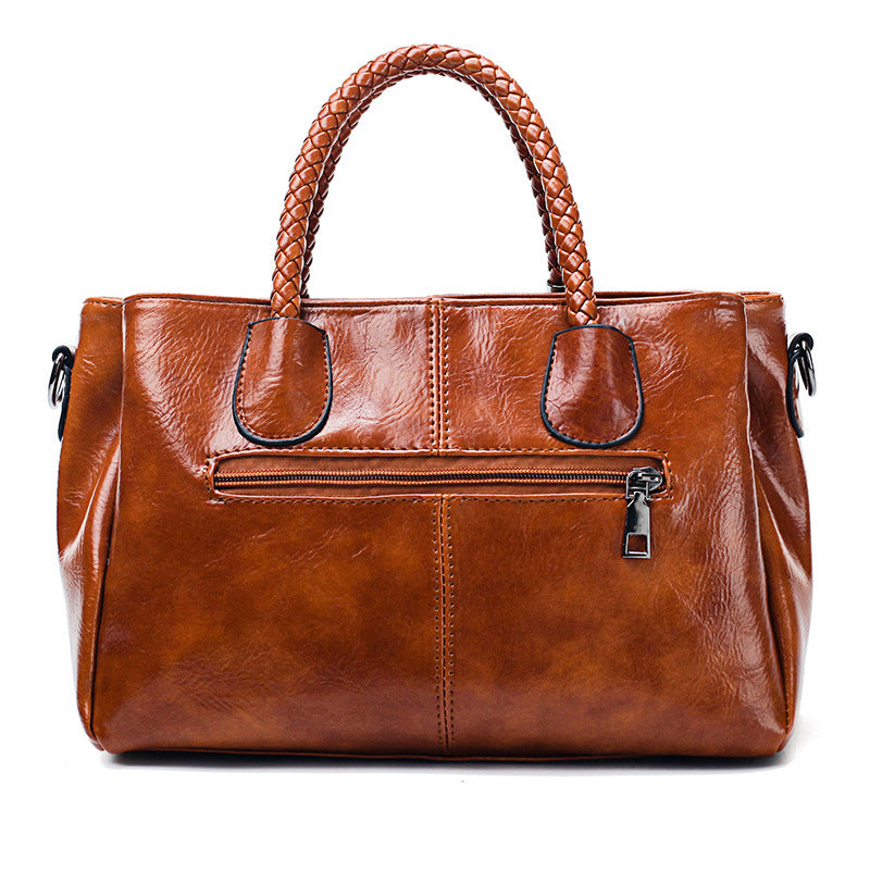 2019 New Wax Leather Women's Boston Tote Bag