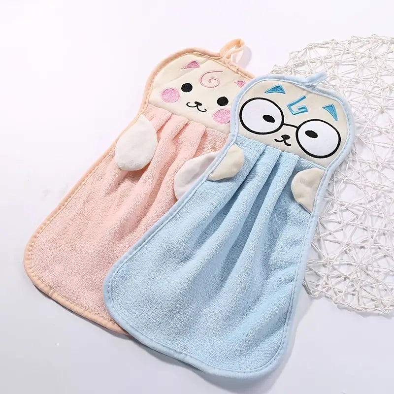 Microfiber Coral Fleece Cat Pattern Towel (1pc)