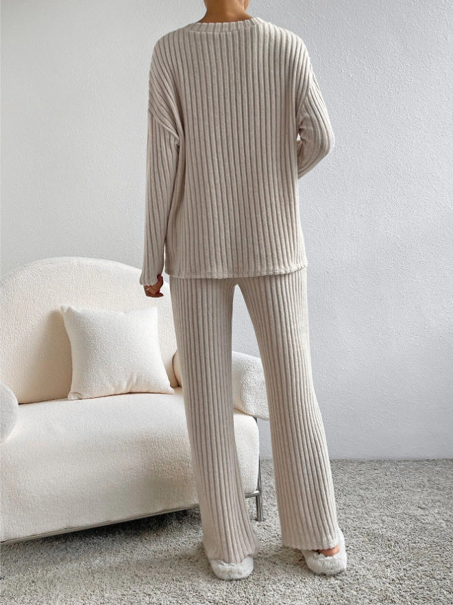 2023 Women's Fall Leisure V-Neck Knit Two-Piece Set