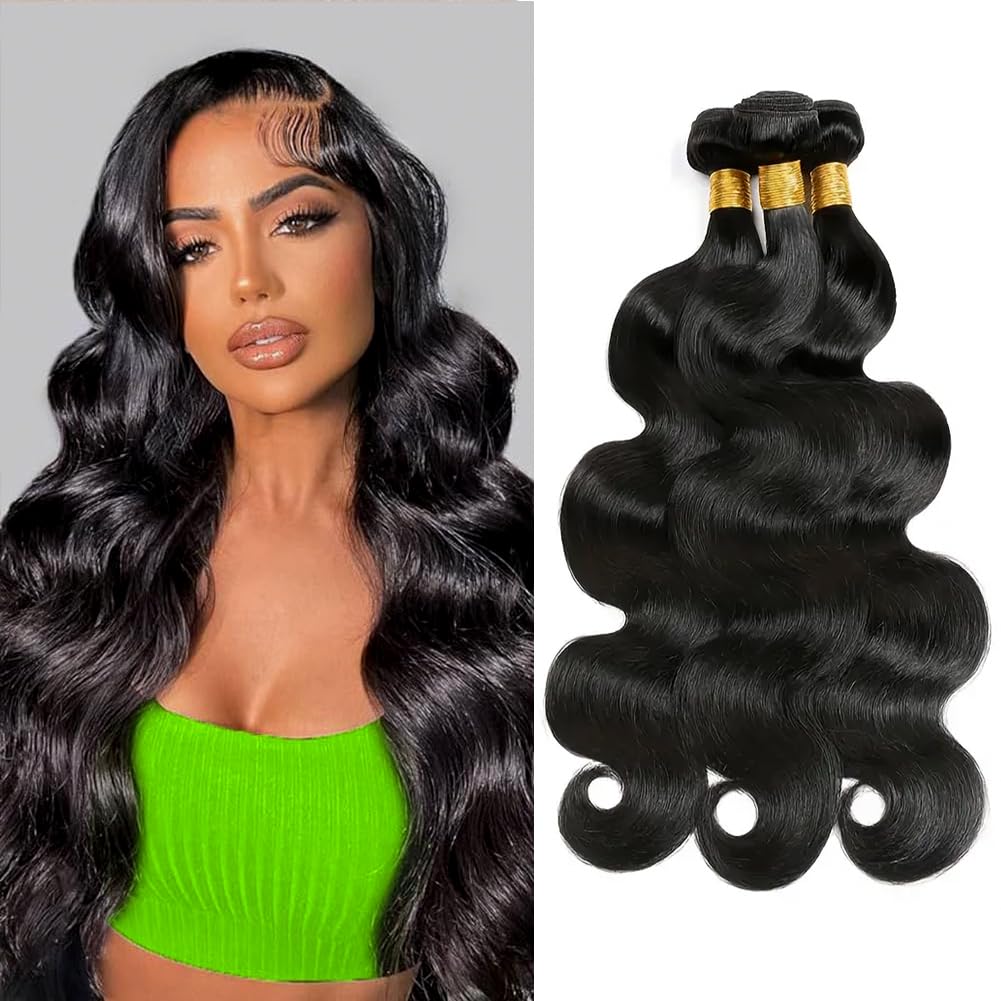 12A Grade Human Hair Bundles Body Wave Bundles Human Hair 20 22 24 Inch 100% Unprocessed Brazilian Virgin Hair Body Wave 3 Bundles Human Hair Extensions for Black Women Natural Color(20 22 24 Inch)