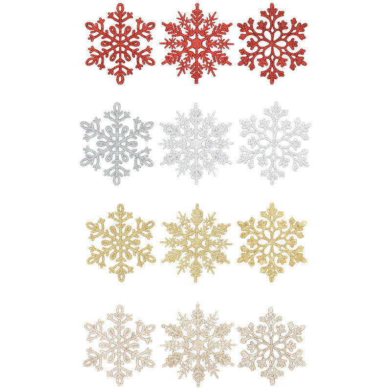 10cm Glitter Snowflake Set for Christmas Decor (24PCS)