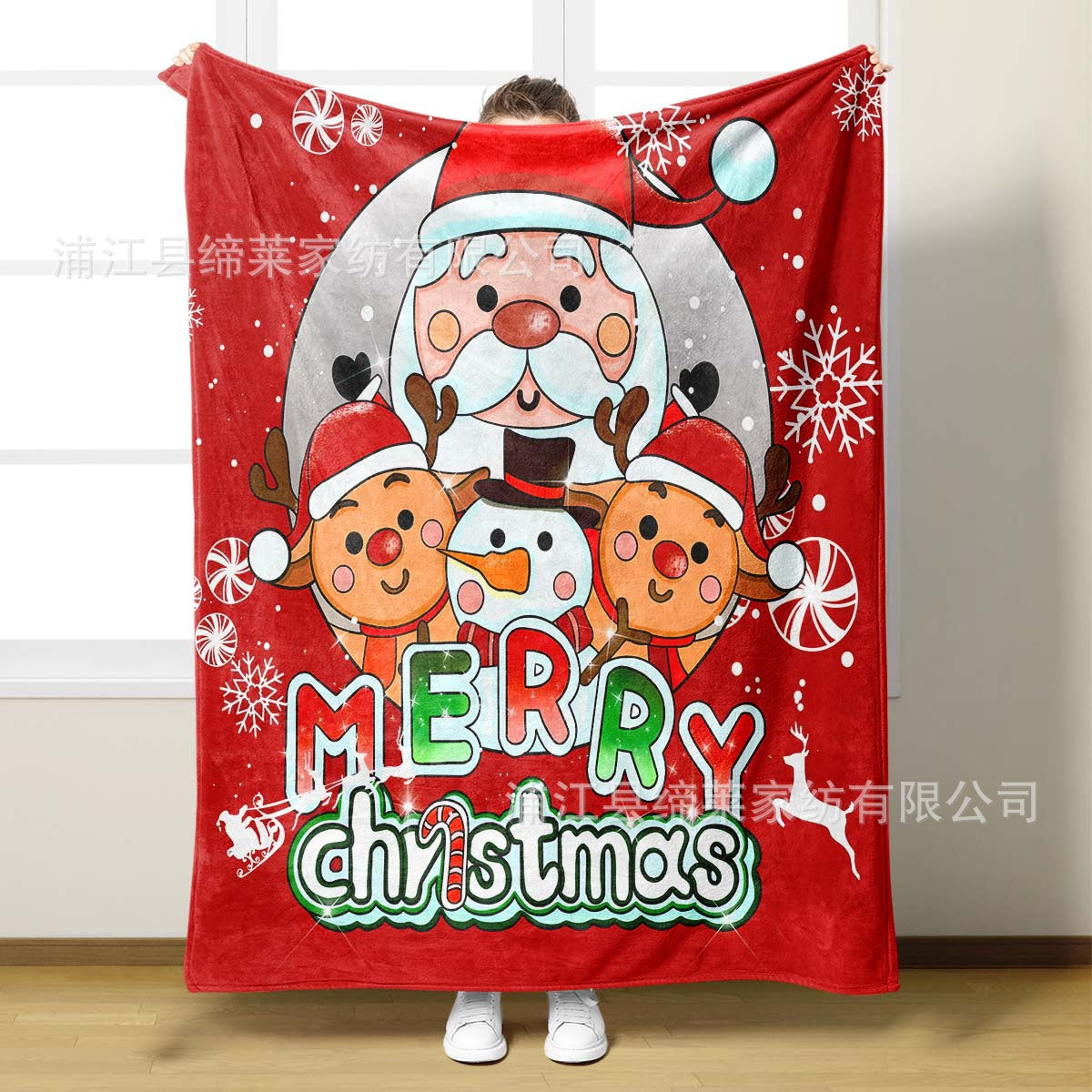 3D Digital Print Christmas Fleece Blanket for Decor