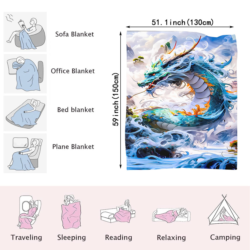 Dragon Pattern Cartoon Blanket for Afternoon Naps