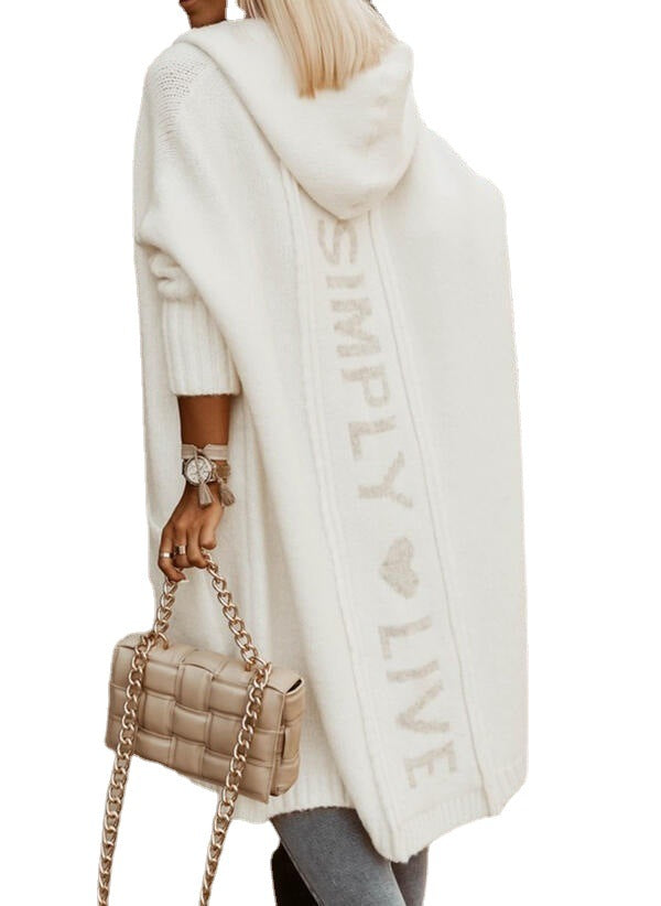 2022 Autumn Winter Long Knit Cardigan with Hood
