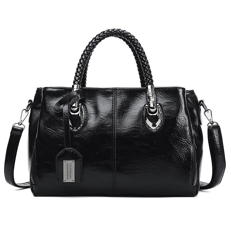 2019 New Wax Leather Women's Boston Tote Bag