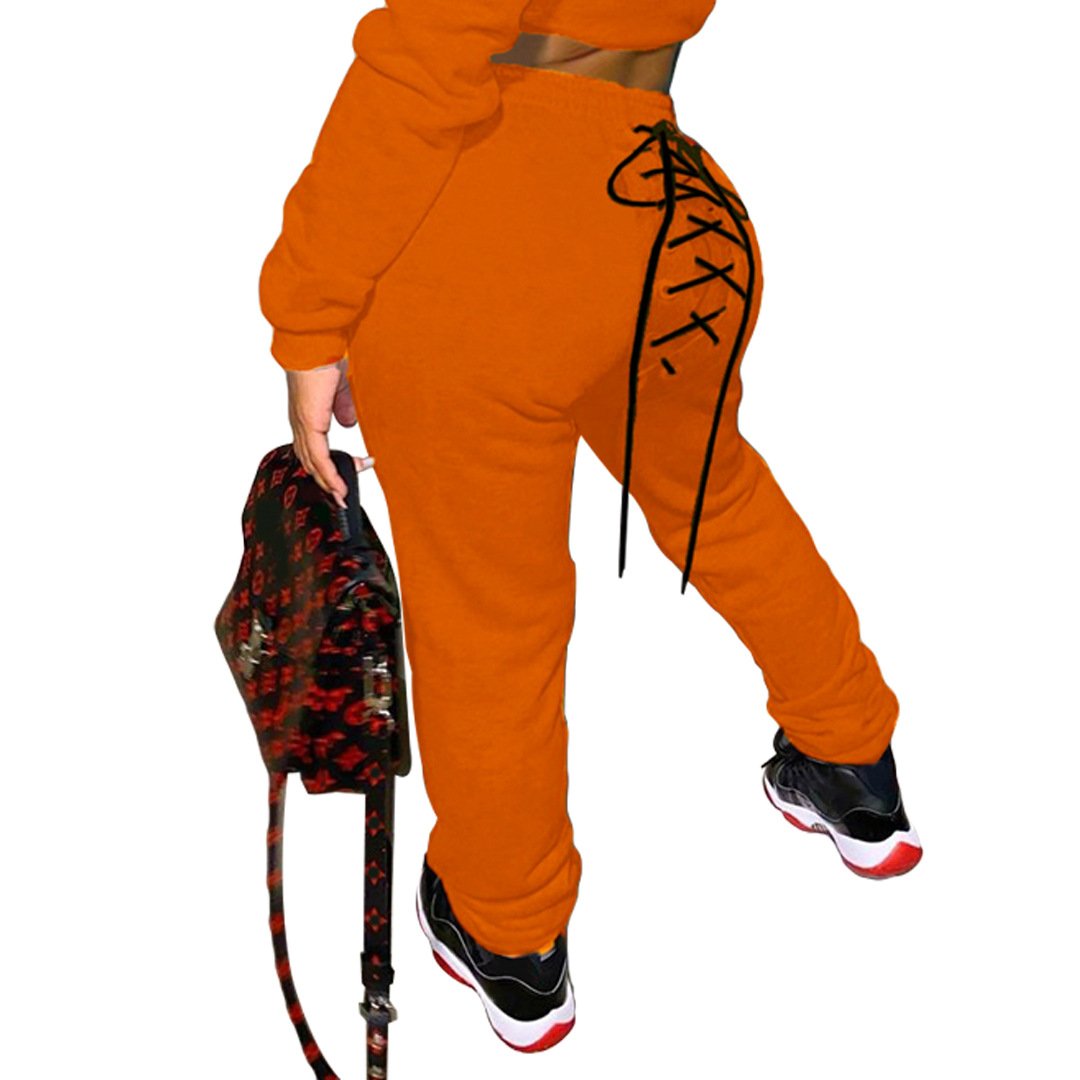 Solid Color Casual Eyelet Sweater and Sweatpants
