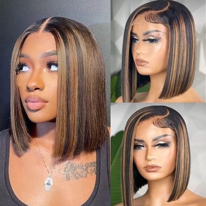 10A Grey Piano Bob Wig 100% Human Hair 13*4 Closure