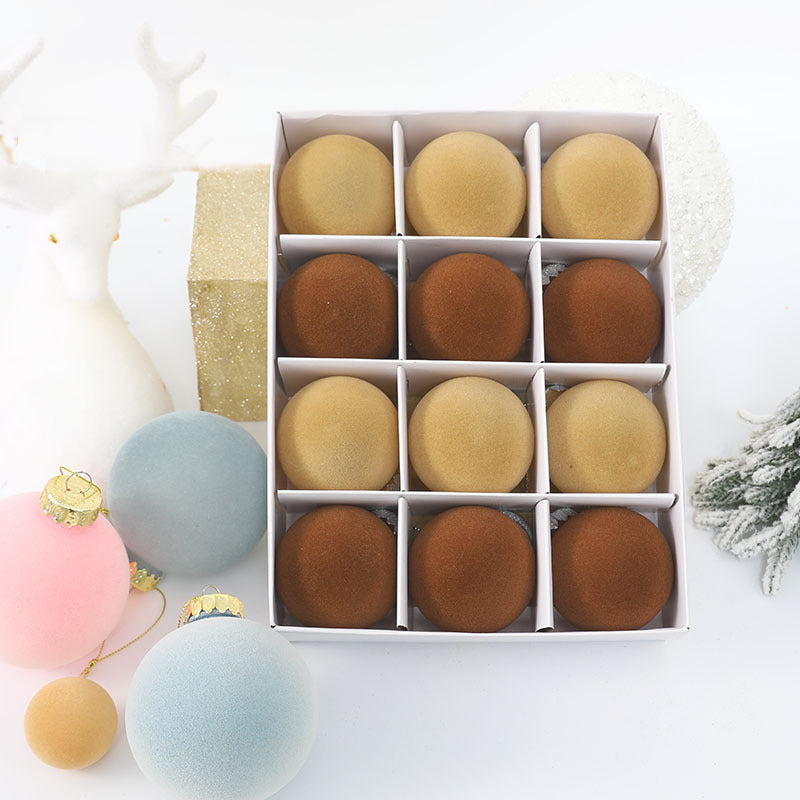 12PCS 6CM Velvet Ball Christmas Tree Ornaments
