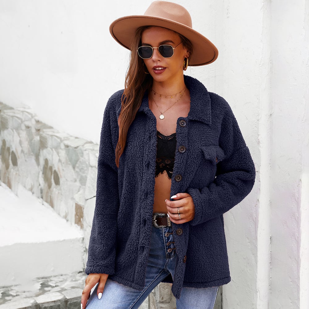 Fashionable Women's Long Sleeve Solid Color Jacket