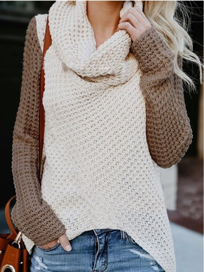 2019 Fall Winter Color Block Knit Sweater for Women