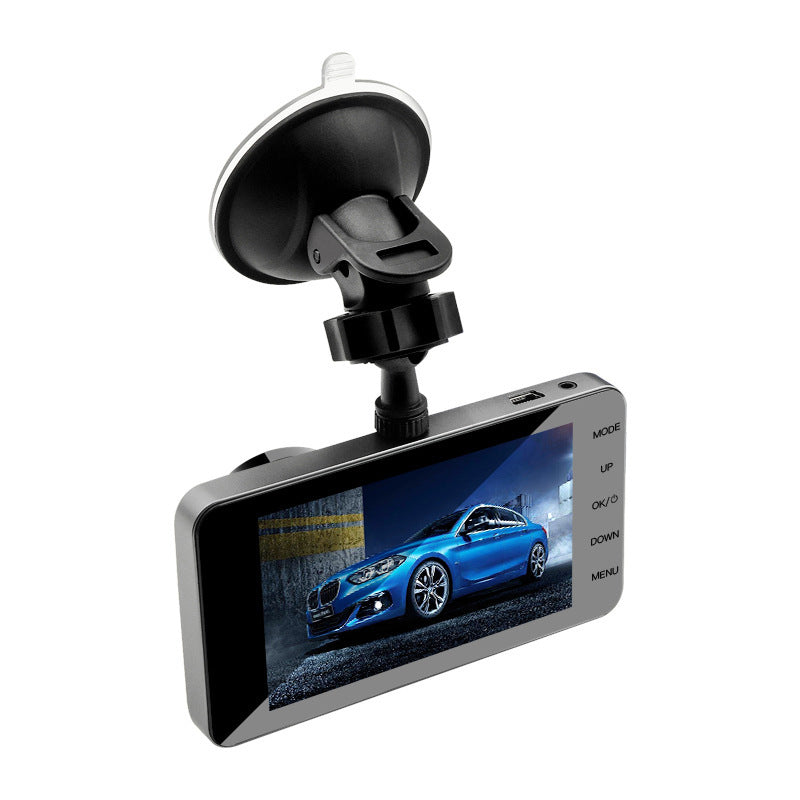 2.5D Glass Screen HD Dual Lens Car DVR with 4-Inch Display