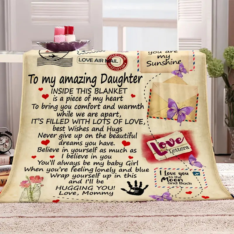 Flannel Throw Blanket for Daughter from Mom & Dad