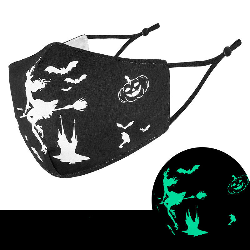 3D Luminous Halloween Party Cloth Mask - Washable