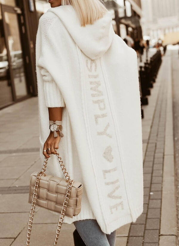 2022 Autumn Winter Long Knit Cardigan with Hood