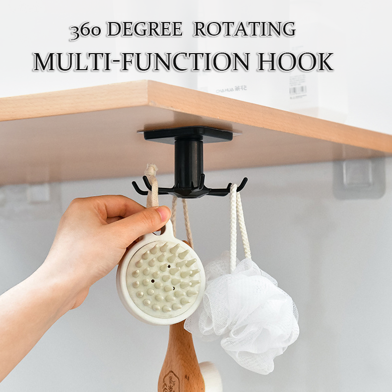 360-Degree Rotating 6-Jaw Hook for Organization